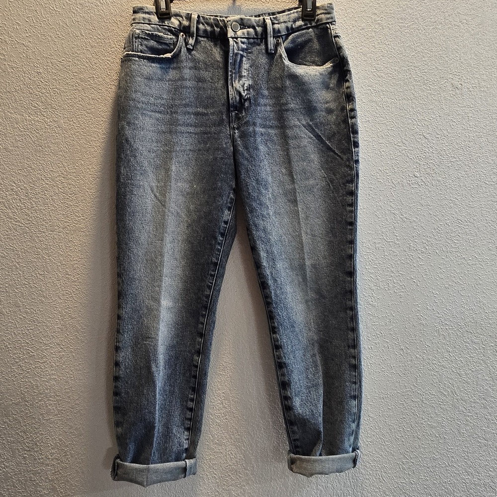 Good American High Rise Straight Jeans Women Size 2 / 26 Acid Wash Denim - Picture 10 of 13